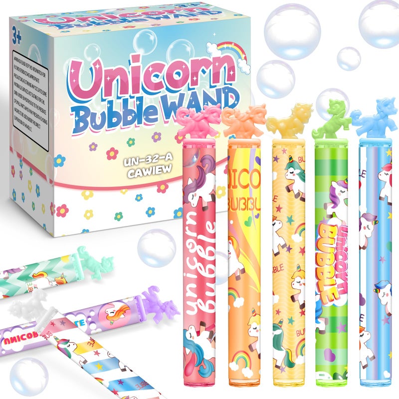 Cawiew Bubble for Unicorn Party Favors  32 PCS Mini Bubble Wand for Kid  8 Colors Bubbles in Bulk for Pastel Party Supplies  Unicorn Birthday Decoration for Girl  Classroom Goody Bag Filler Stuffers - Image 1